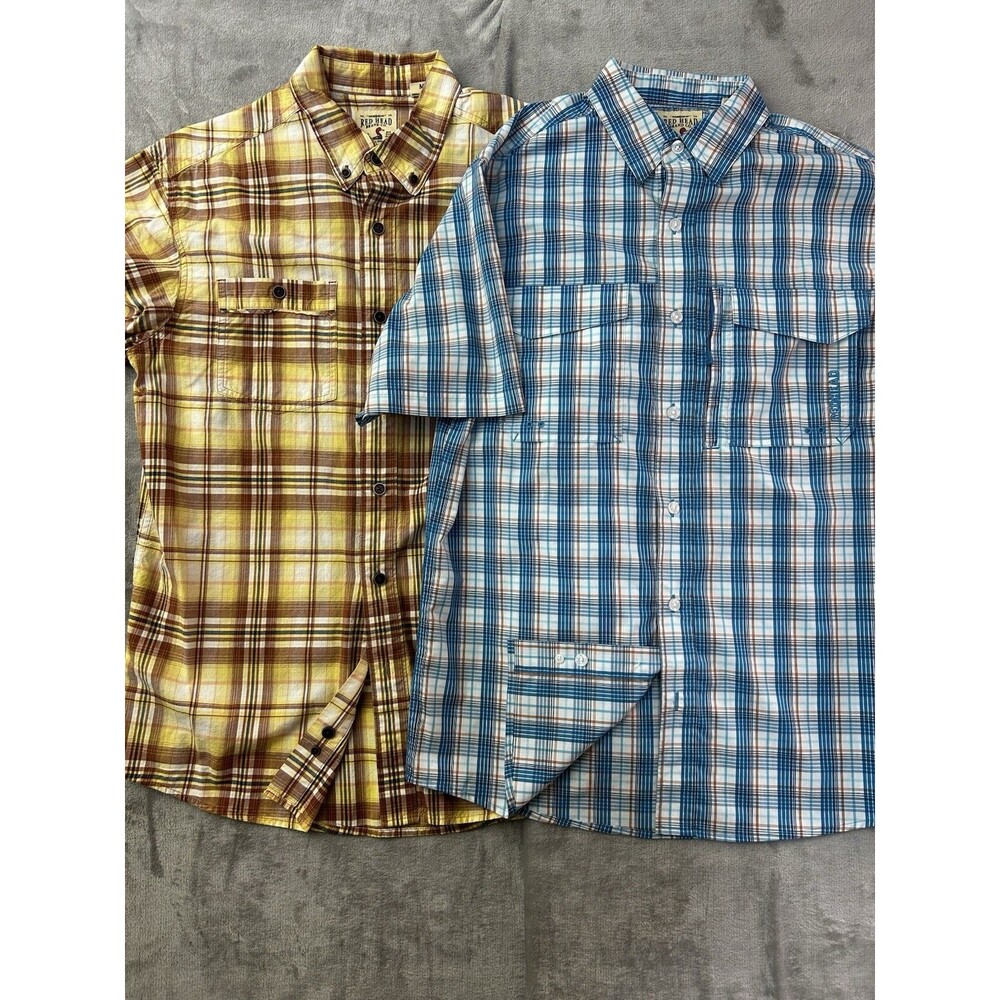 RedHead Button Front Plaid Fishing Shirts Mens Medium Lot Of 2 Outdoor